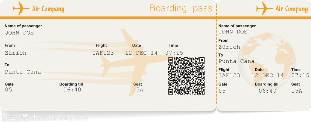 矢量图像的航空公司登机票