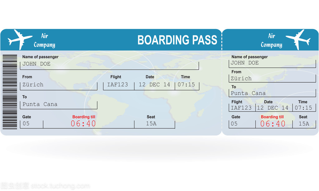 矢量图像的航空公司登机票